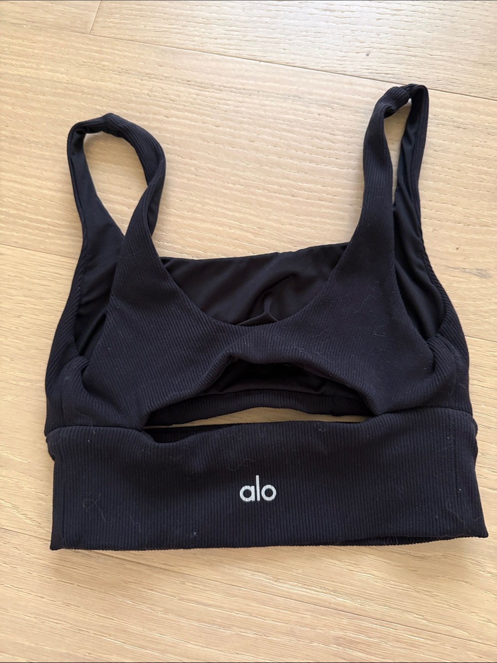 ALO Yoga Black Ribbed Sports Bra Xs